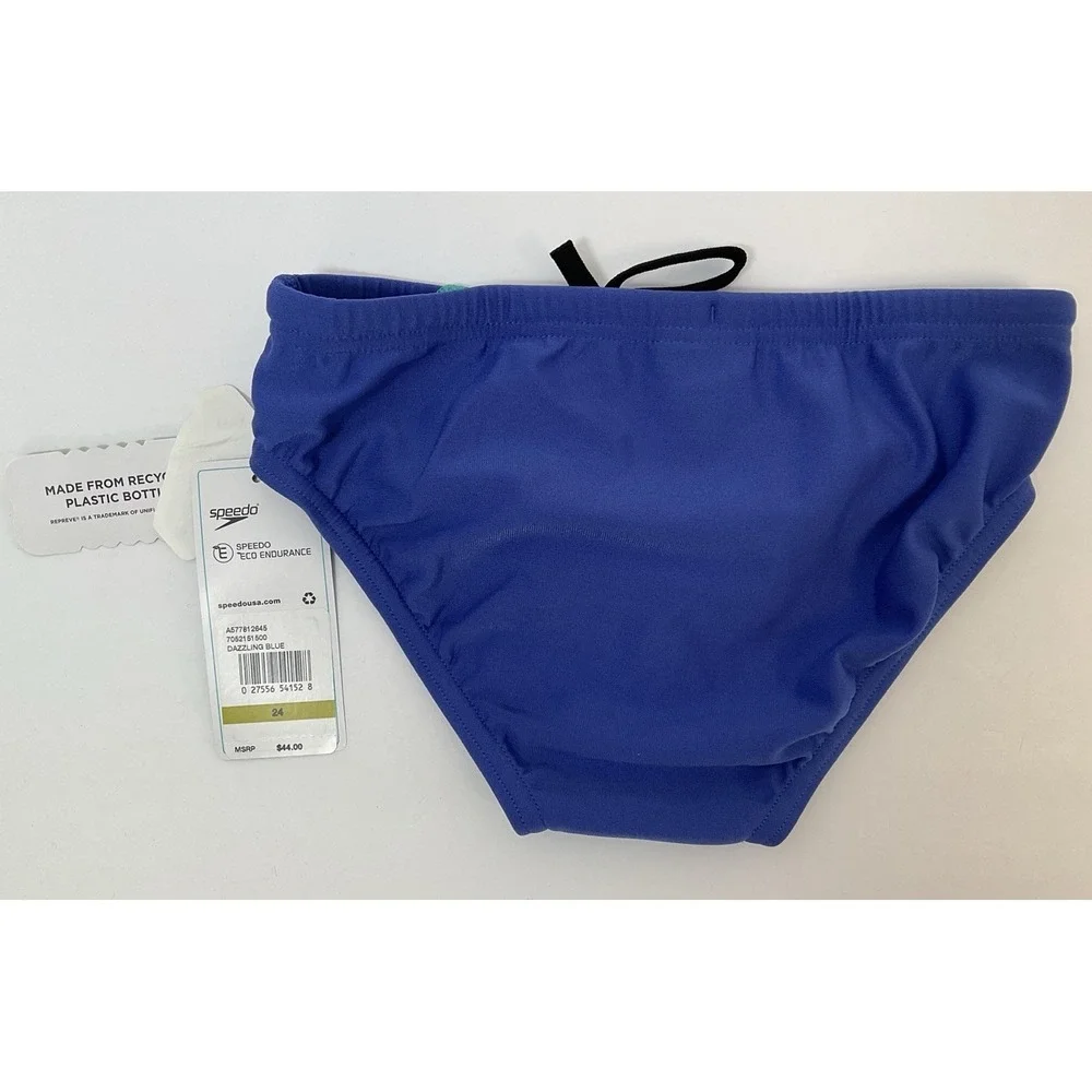 NWT Men's Speedo Vibe Collection Eco Endurance Brief Swim Trunks Dazzle Blue 24